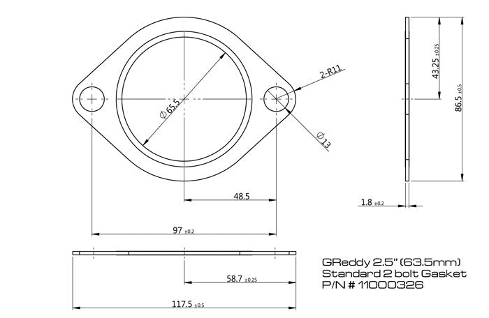 2.5" EXHAUST SYSTEM GASKET   - (11000326)