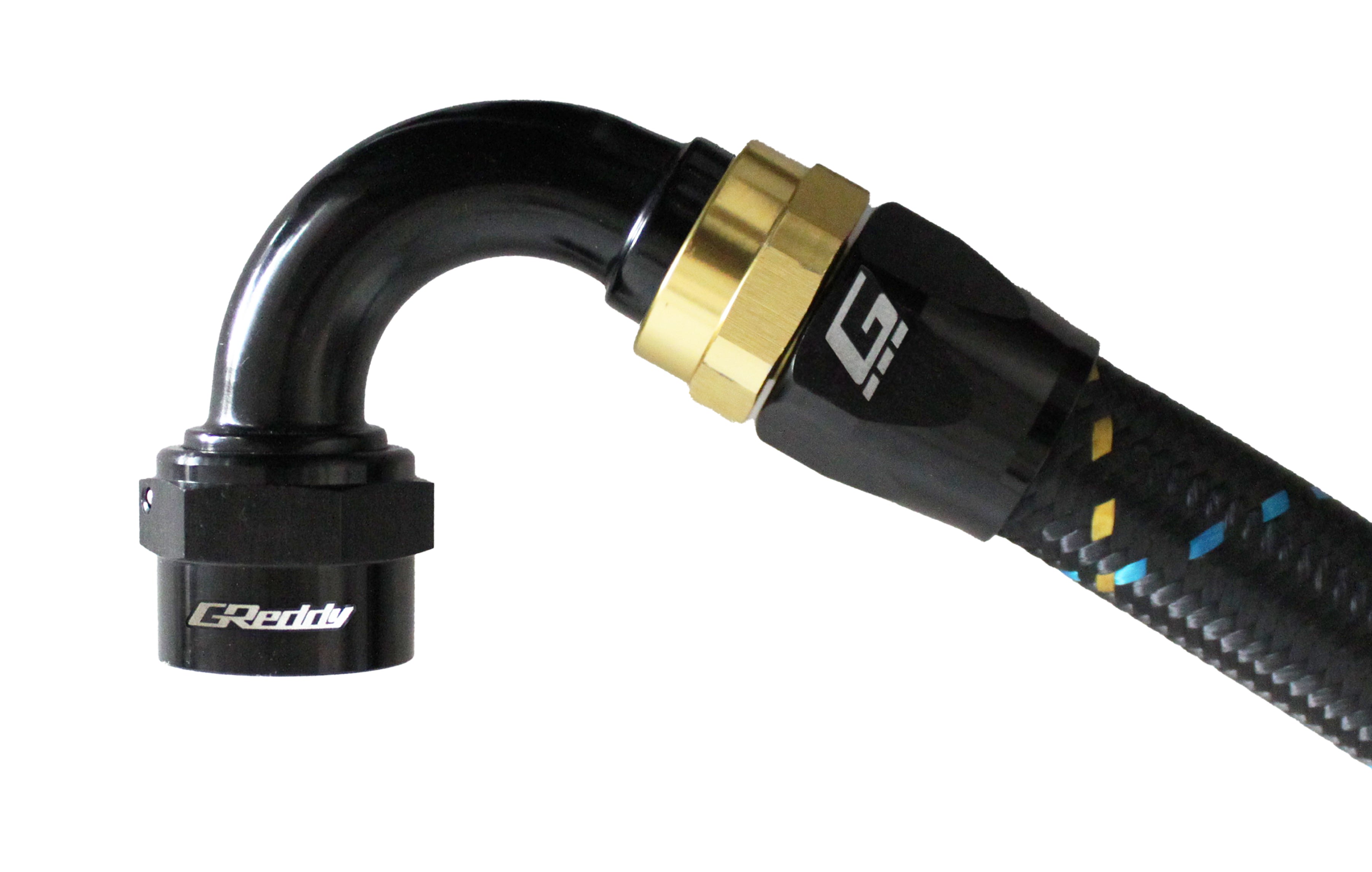 GReddy 120 DEG AN Swivel Hose End(s) - Black / Gold anodized - (12800412 12800612 12800812 12801012 12801212 12801612 )