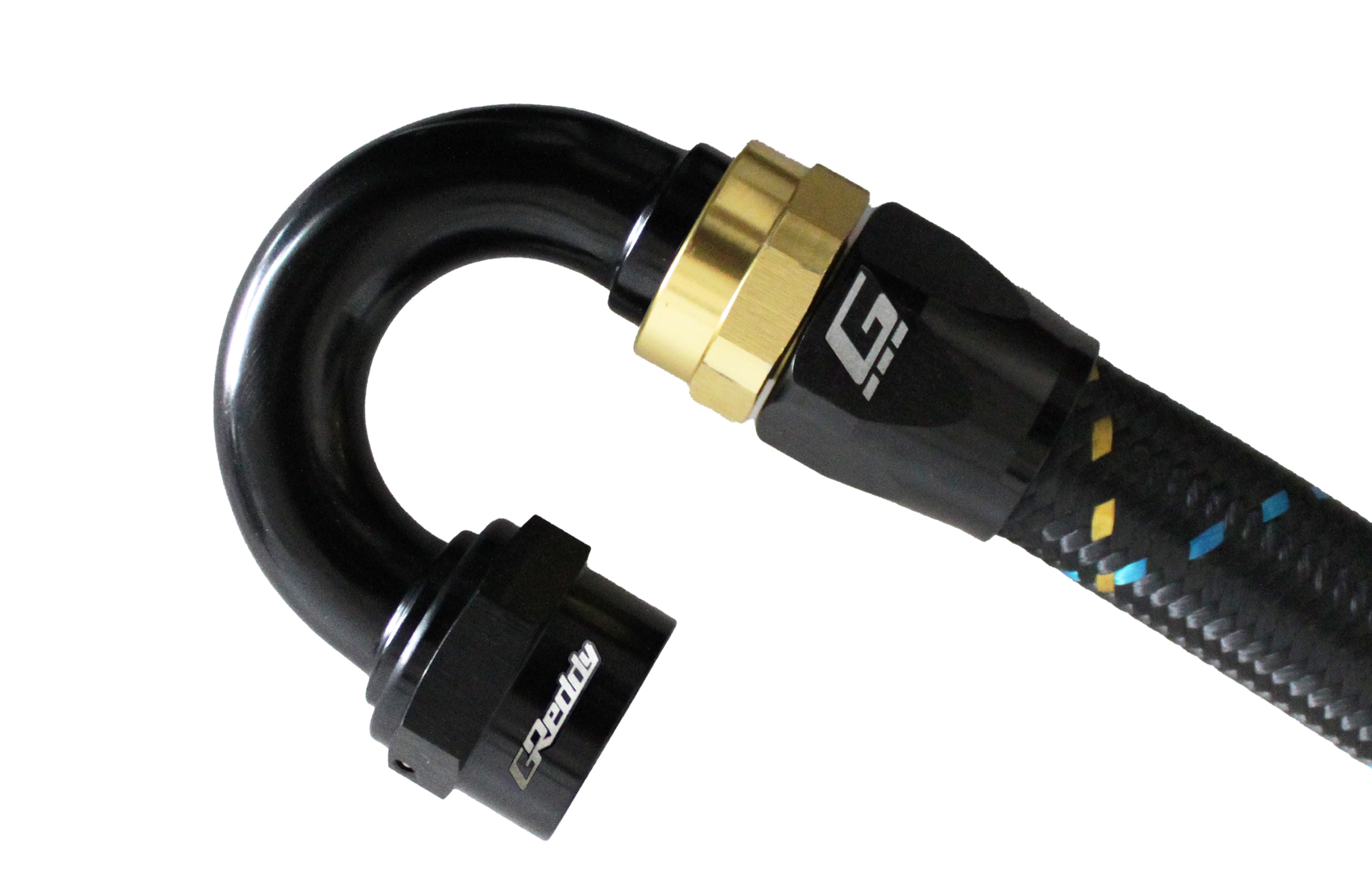 GReddy 180 DEG AN Swivel Hose End(s) - Black / Gold anodized - (12800418 12800618 12800818 12801018 12801218 12801618)