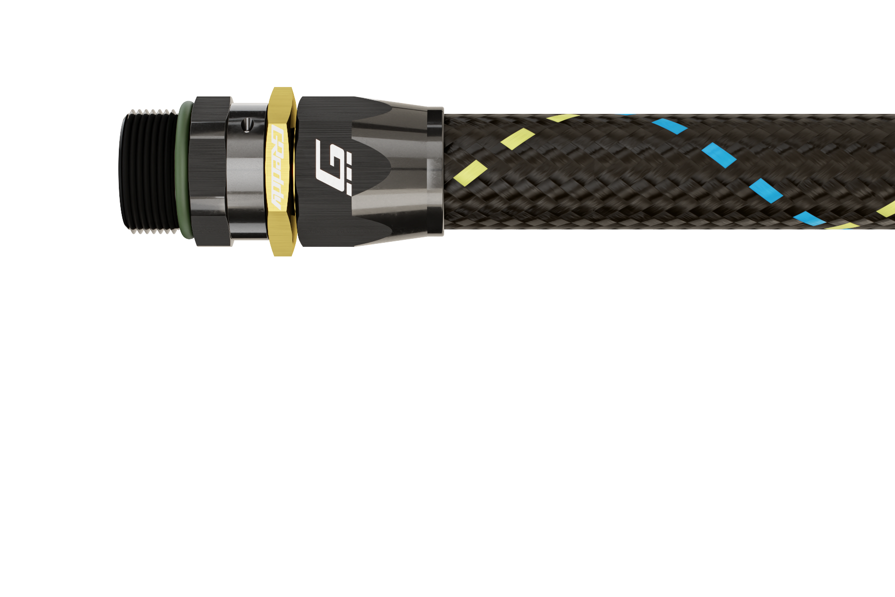 GReddy -10 ORB male Swivel Hose End(s) - Black / Gold anodized