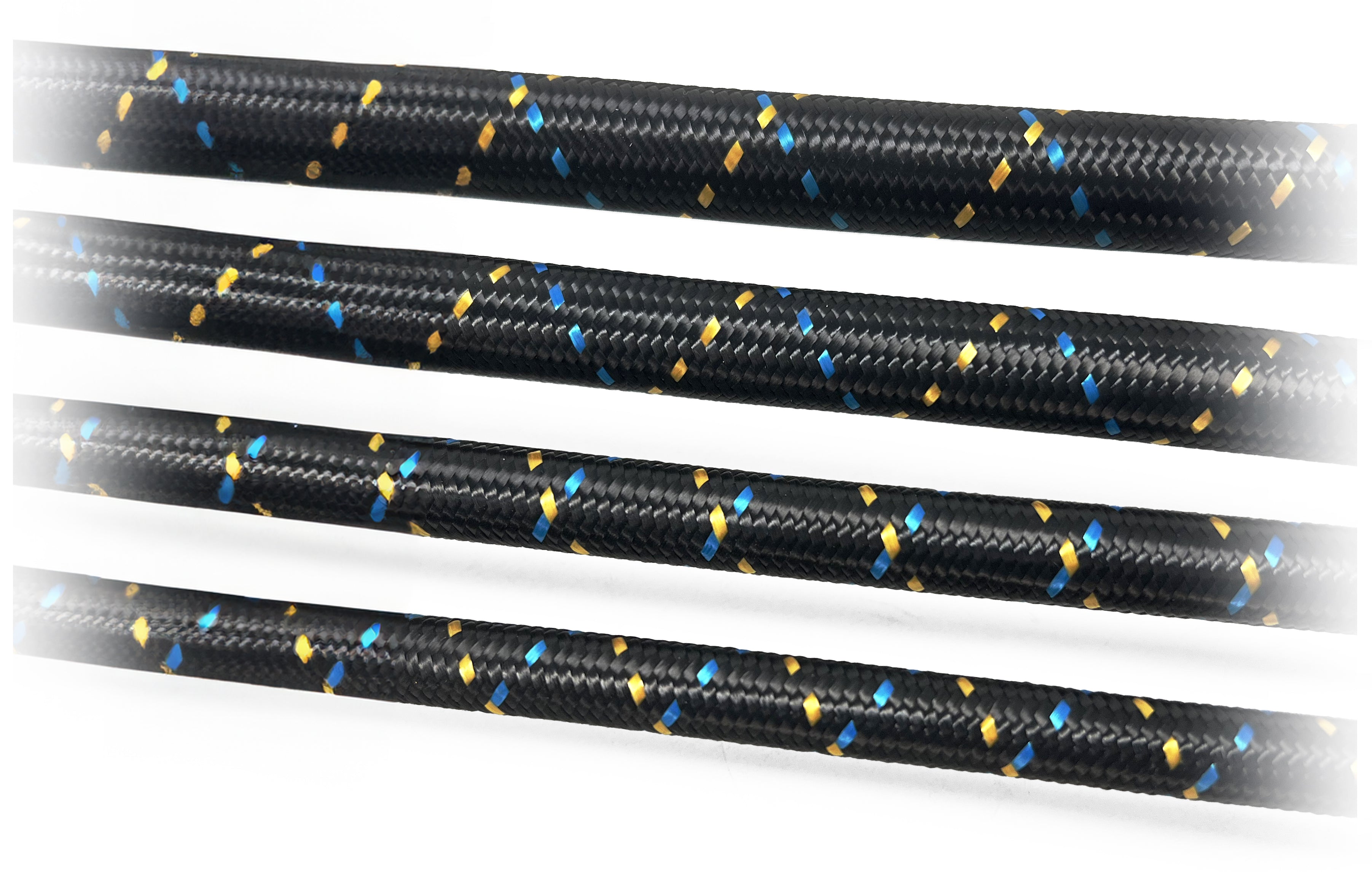 GReddy -4 Nylon Braided Hose(s) - Black / Gold / Blue