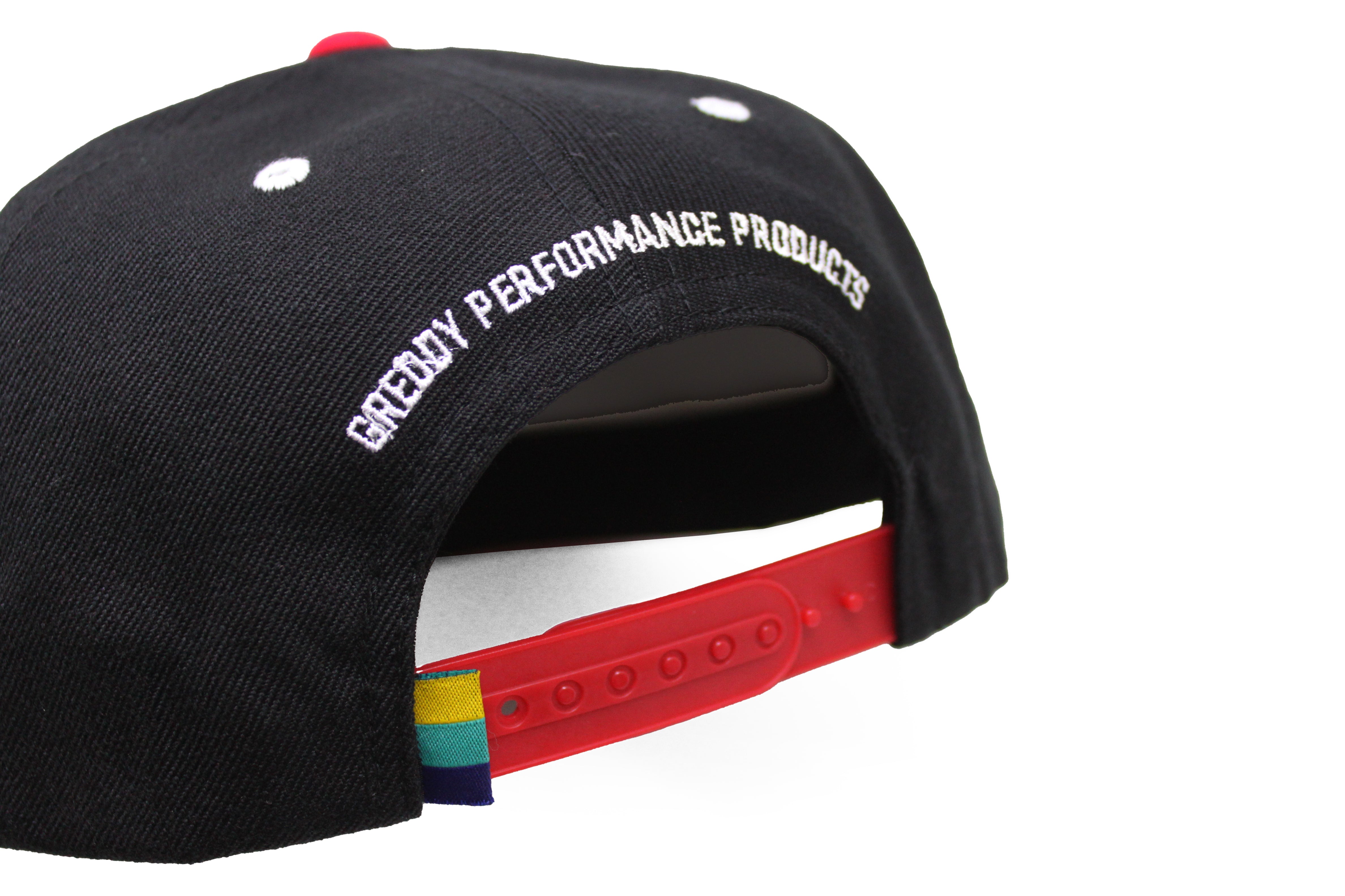 GReddy Varsity Script Snap-Back Cap - Black and Red