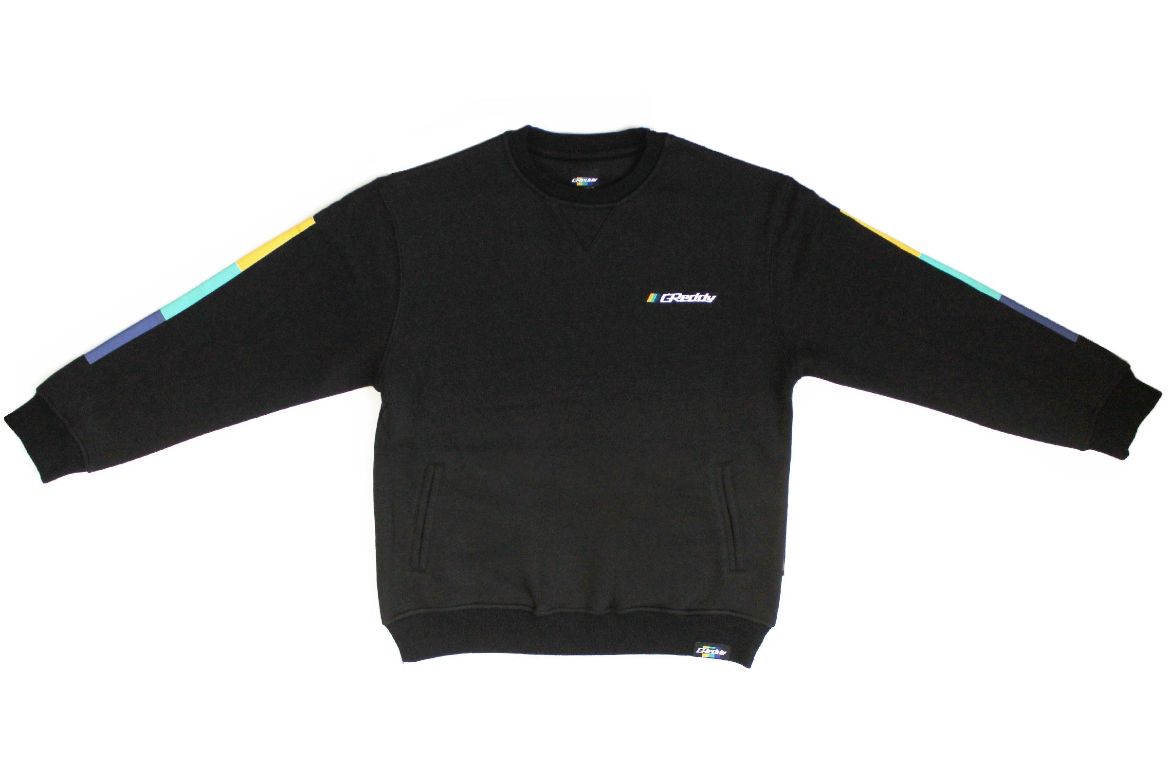 GReddy Embroidered Fleece, with Pockets and Sleeve stripes - Black