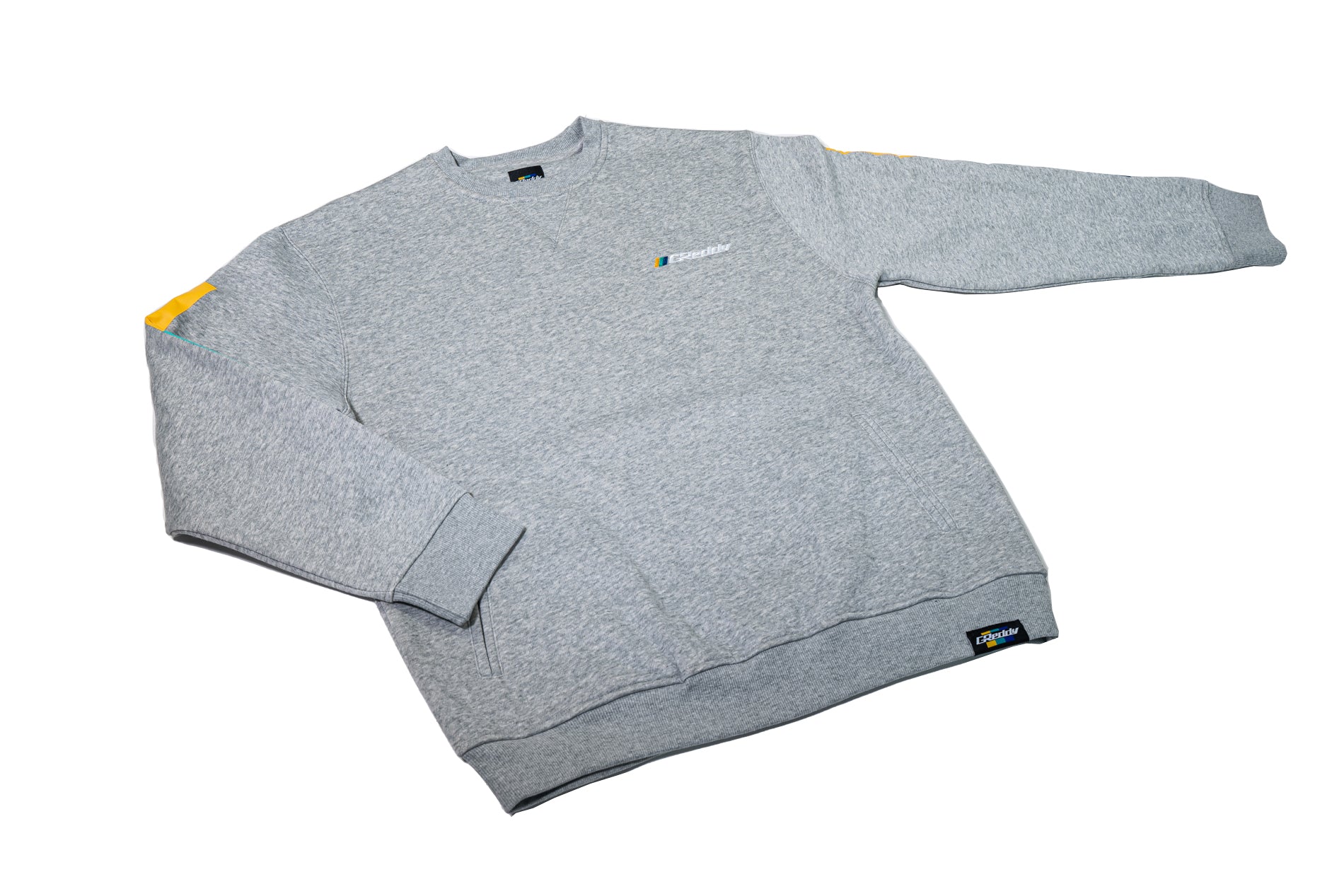 GReddy Embroidered Fleece, with Pockets and Sleeve stripes - Heather Grey