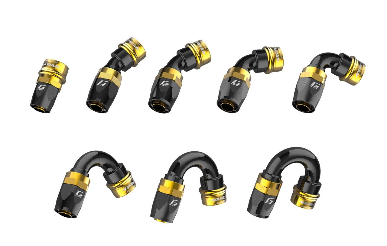 GReddy PRO/SPEC -06 Quick-Release Swivel Hose End(s) - Black / Gold anodized
