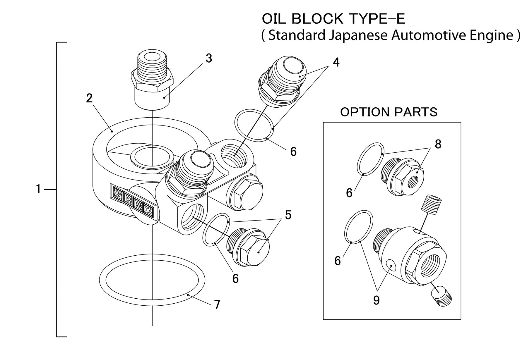 TYPE-E OIL COOLER BLOCK, ENG: 3/4-16UNF, FILTER: 3/4-16UNF, 10AN - (12401123)