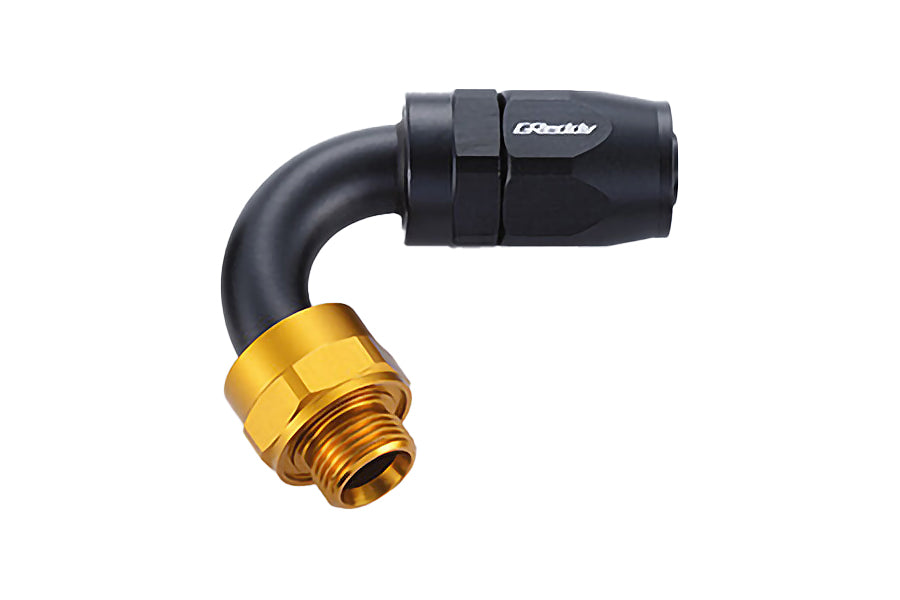 GReddy proprietary M18 x P1.5 O-ring direct -10 male Swivel Hose End(s) - Black / Gold anodized