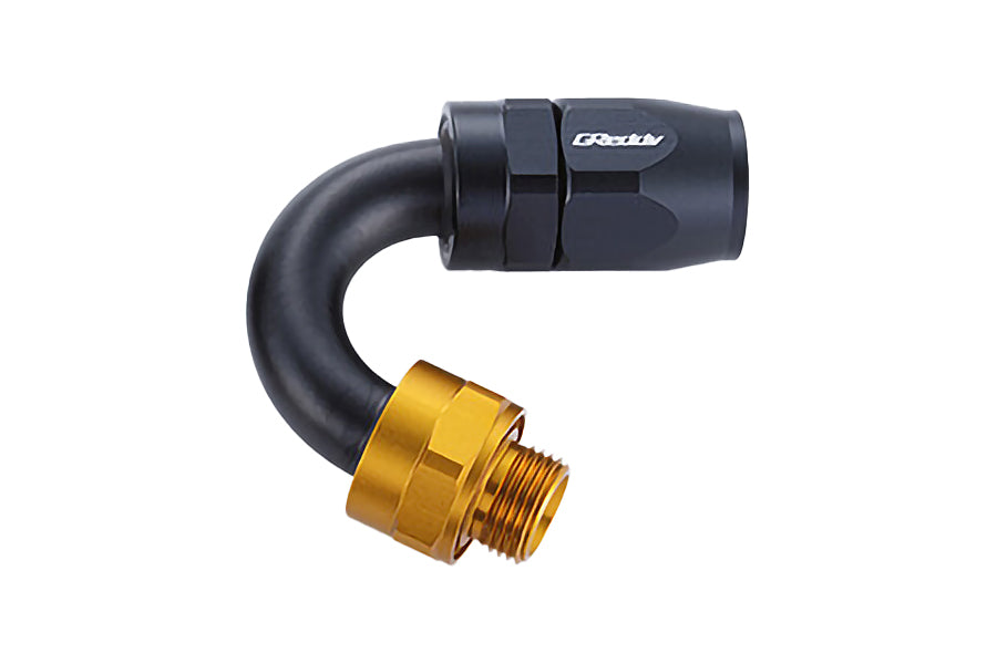 GReddy proprietary M18 x P1.5 O-ring direct -10 male Swivel Hose End(s) - Black / Gold anodized