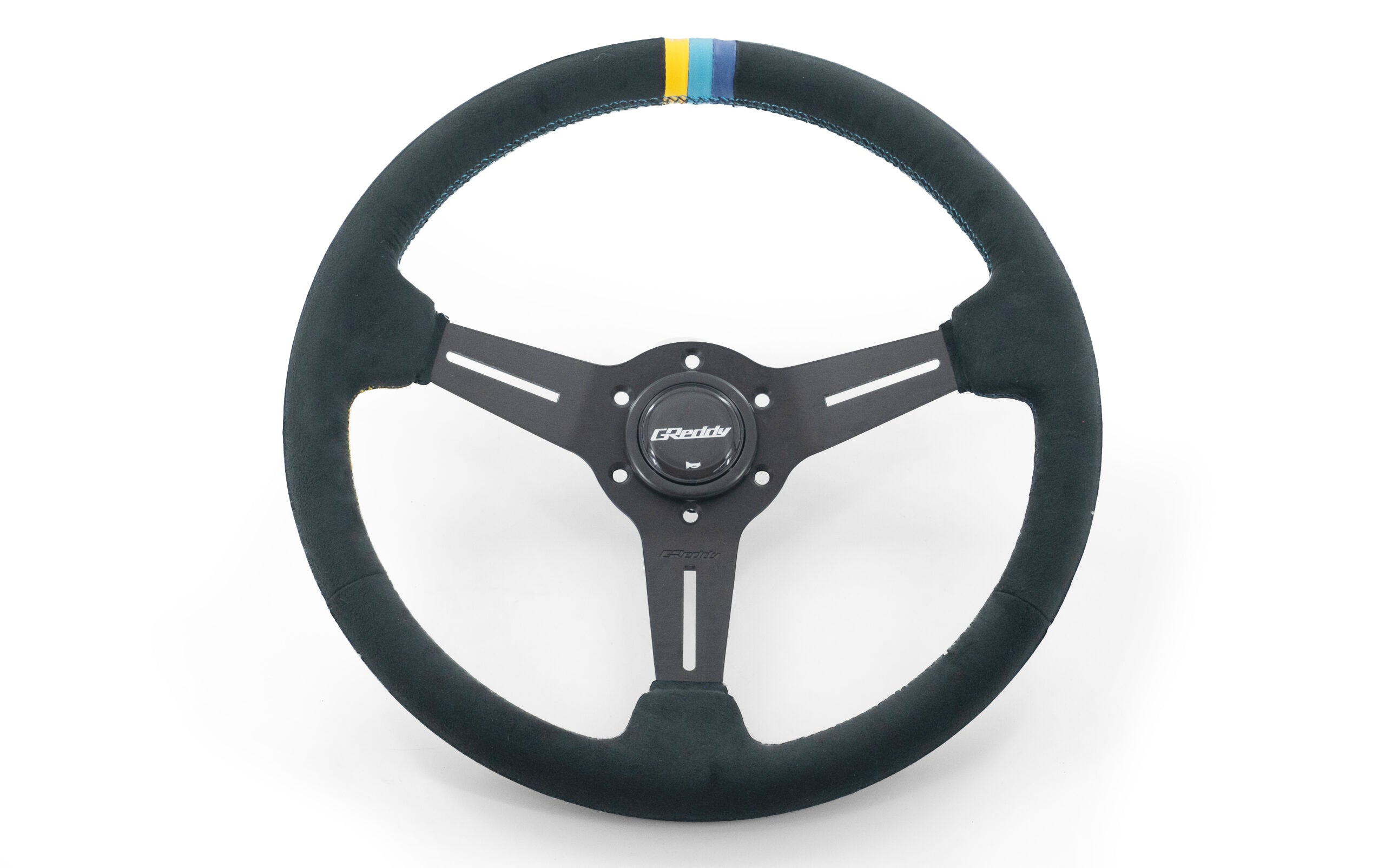 GREDDY SPORT STEERING WHEEL - SUEDE 3 STRIPE MED DISH - (16600013)