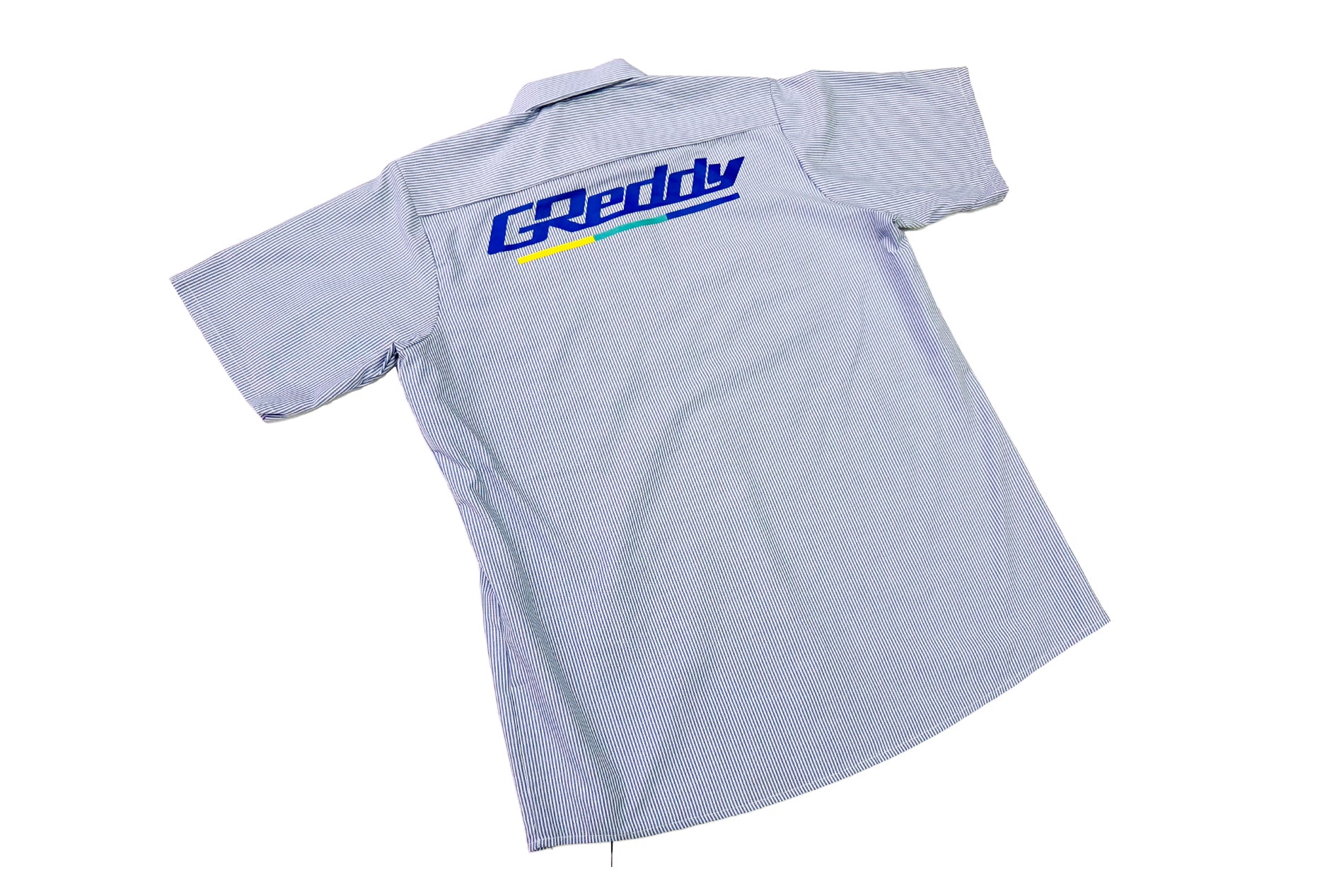 NEW!  GReddy Mechanic's Button-up Work Shirt(s) V3 - Blue/White Stripe