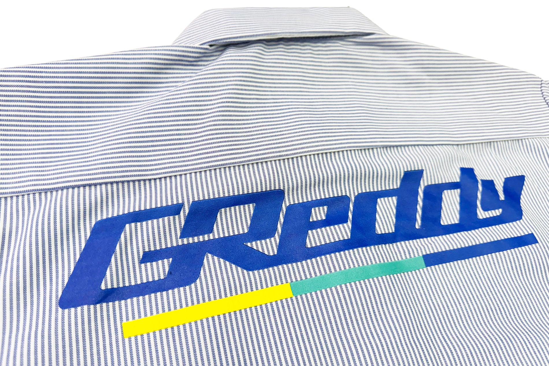 NEW!  GReddy Mechanic's Button-up Work Shirt(s) V3 - Blue/White Stripe