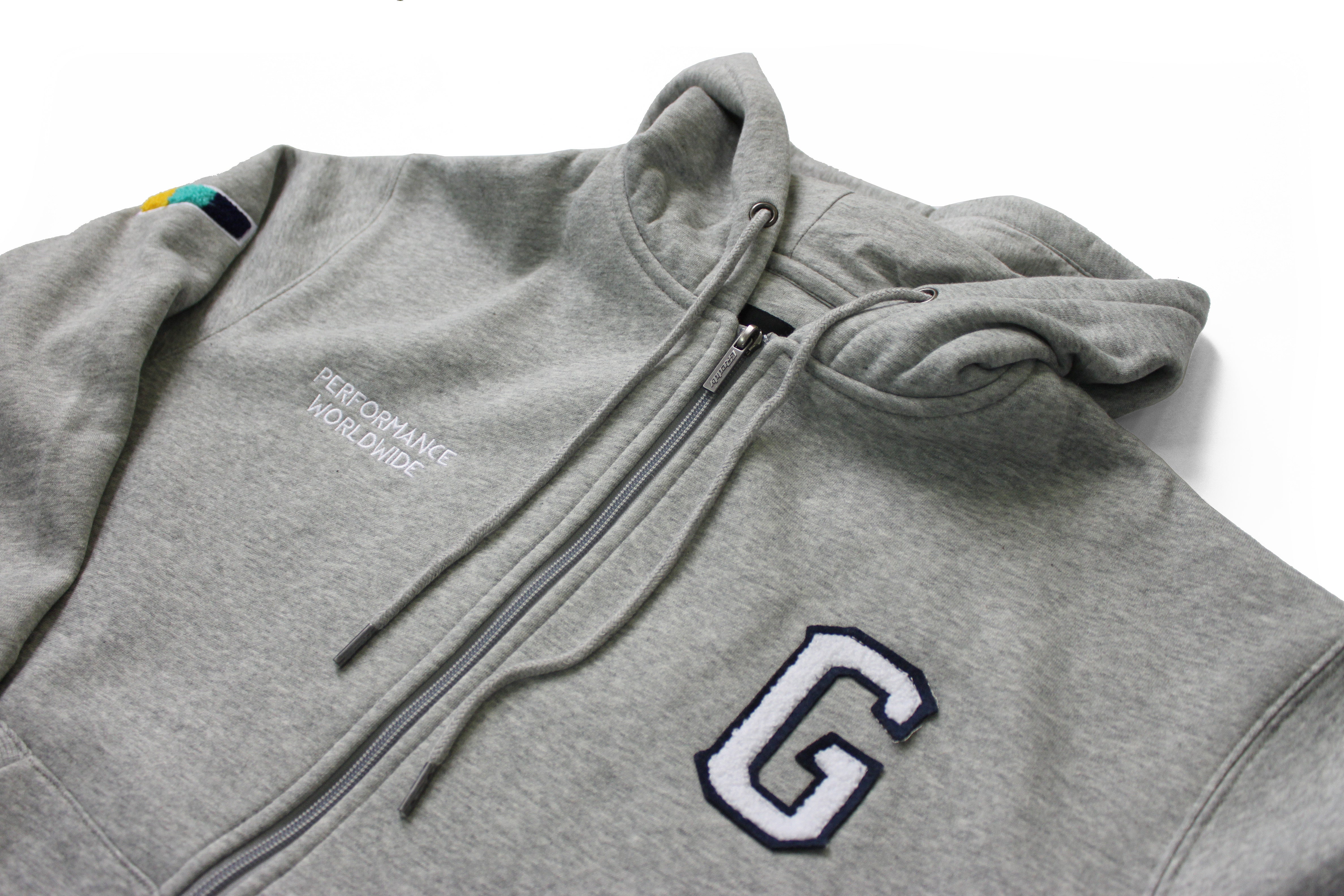 GReddy Varsity Zip-Up Hooded Fleece - Heather Grey