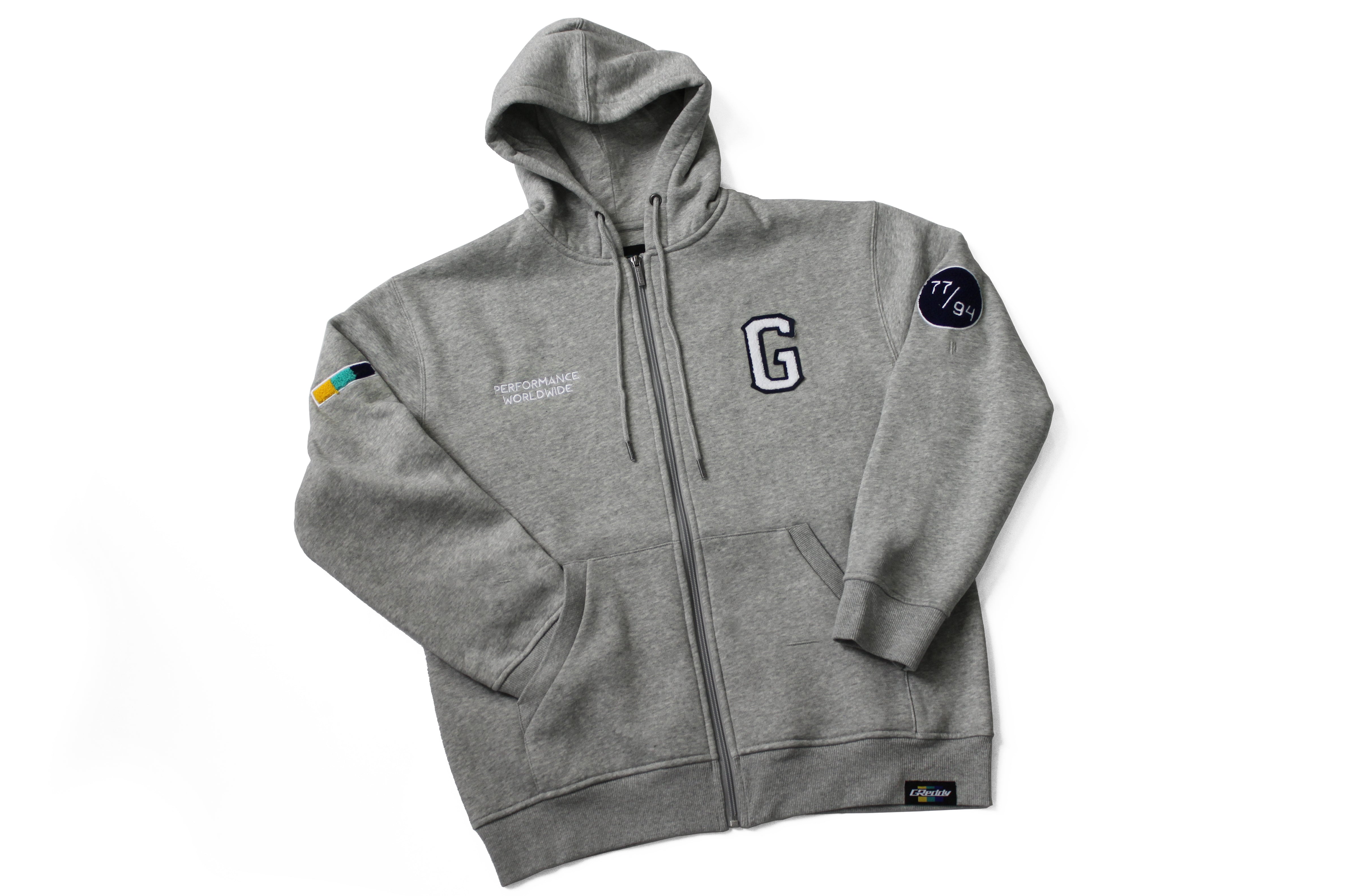 GReddy Varsity Zip-Up Hooded Fleece - Heather Grey