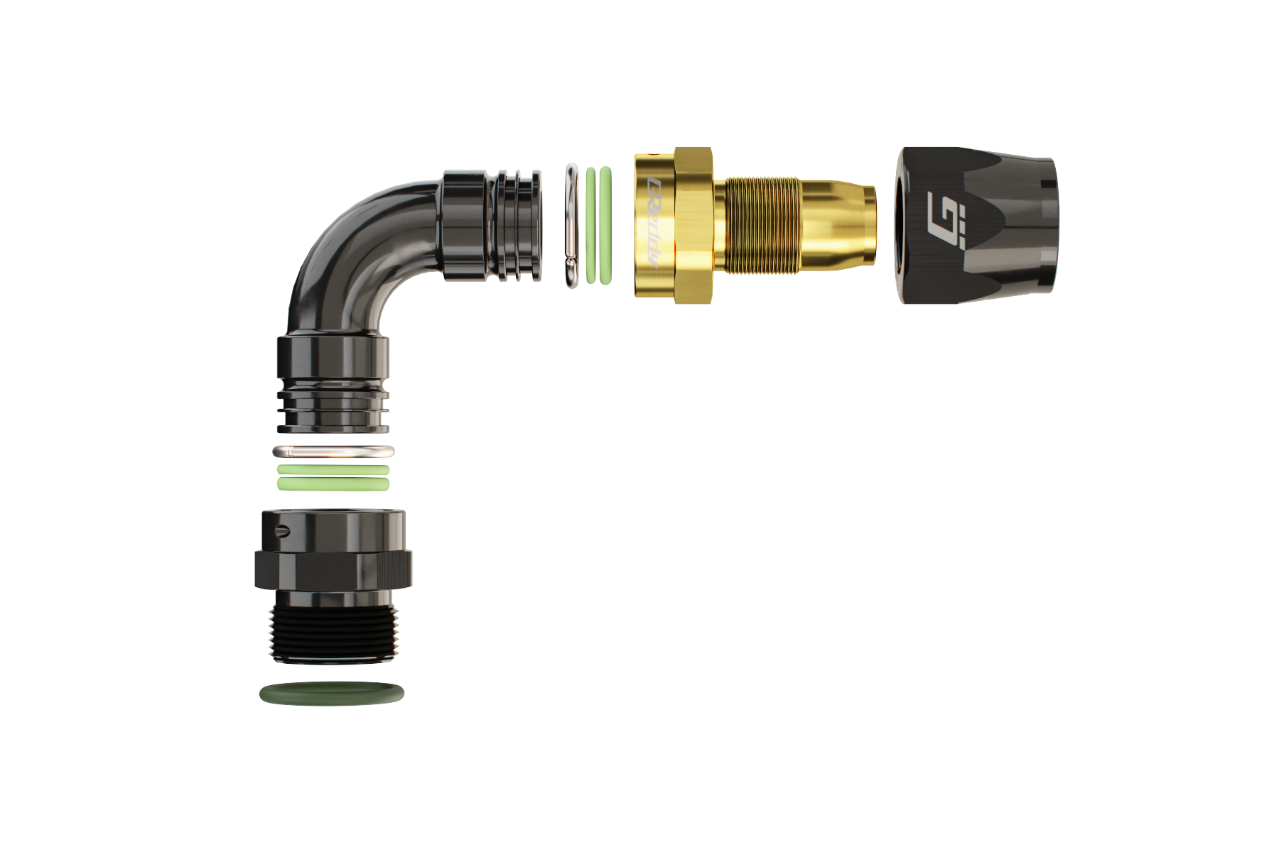 GReddy ORB male 90 DEG Swivel Hose End(s) - Black / Gold anodized - (12810690 12810890 12811090 12811290)