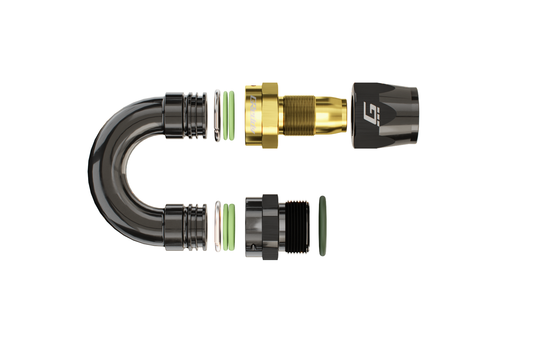 GReddy ORB male 180 DEG Swivel Hose End(s) - Black / Gold anodized - (12810618 12810818 12811018 12811218)