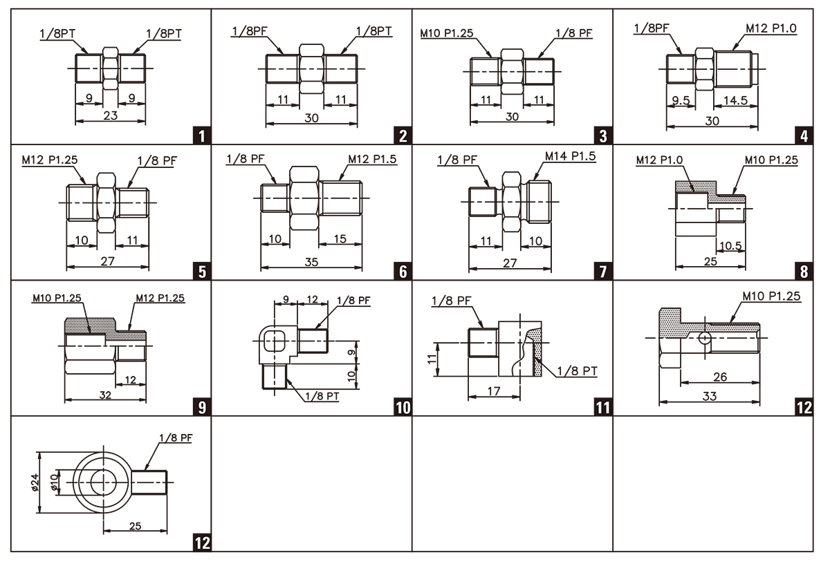 UNION NO.6  1/8" PF - M12 X P 1.5 - (11900568)